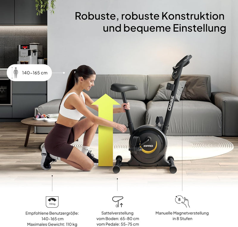 Zipro Heimtrainer Fahrrad One S, Ergometer Fitnessbikes, Magnetisches Fahrradtrainer, Ergometer Fahr