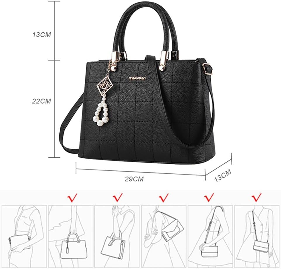 BestoU handtaschen damen Schwarz gross Leder Damen Schultertasche Frauen Umhängetasche, Schwarz