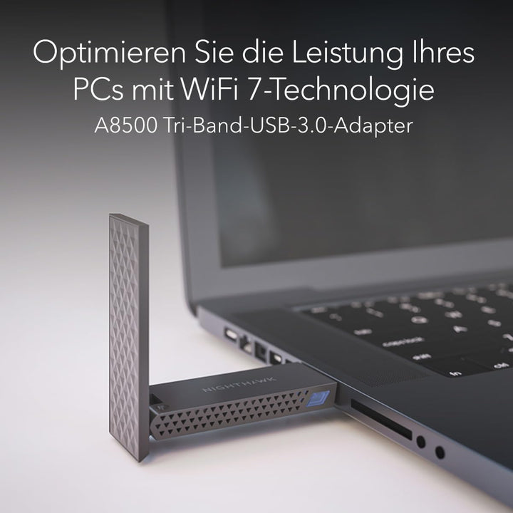 NETGEAR Nighthawk WiFi 7 USB 3.0-Adapter (A8500) – BE5000 Tri-Band Wireless Gigabit Speed (bis zu 5