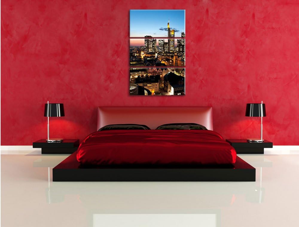 Pixxprint Frankfurt Skyline als Leinwandbild/Grösse: 3 Teilig (120x80) cm/Wandbild/Kunstdruck/fertig
