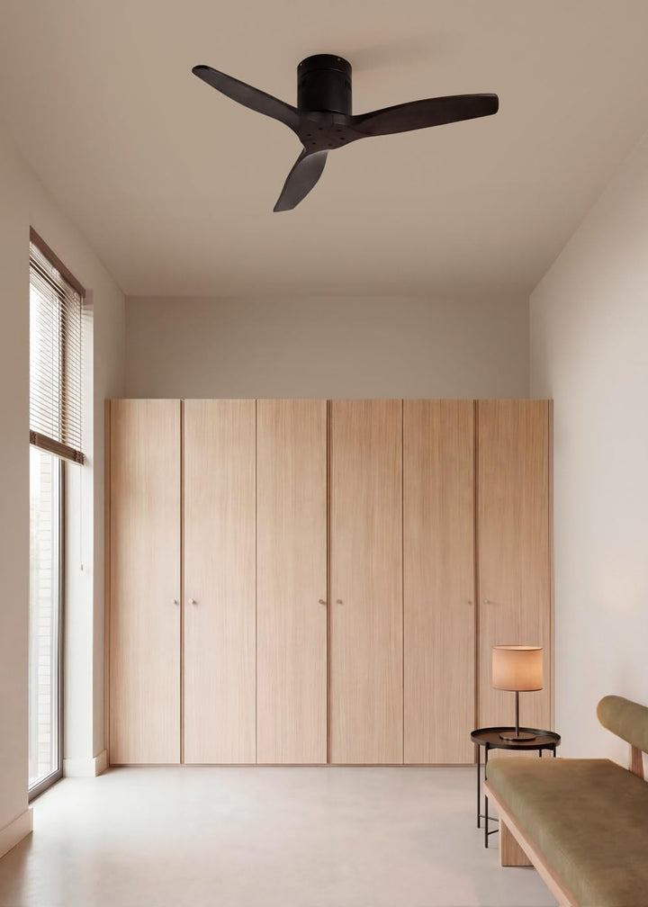CREATE / WINDCALM NATURAL WOOD S/Deckenventilator Schwarz mit Fernbedienung und Wandschalter / 40W,
