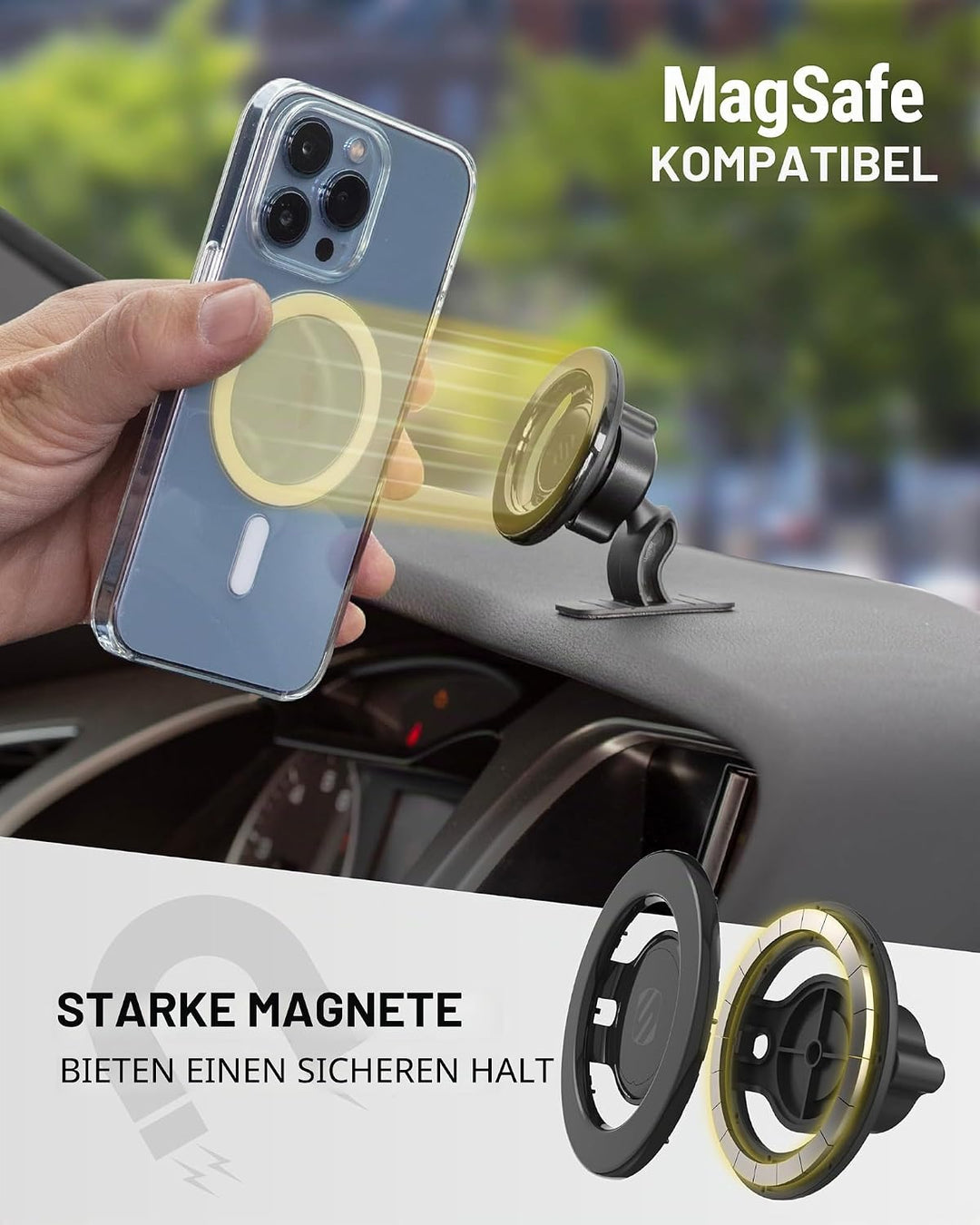 Scosche MagicMount SMSDV MagSafe Kfz-Halterung, magnetischer Handyhalter, Handy-Ständer für Armature