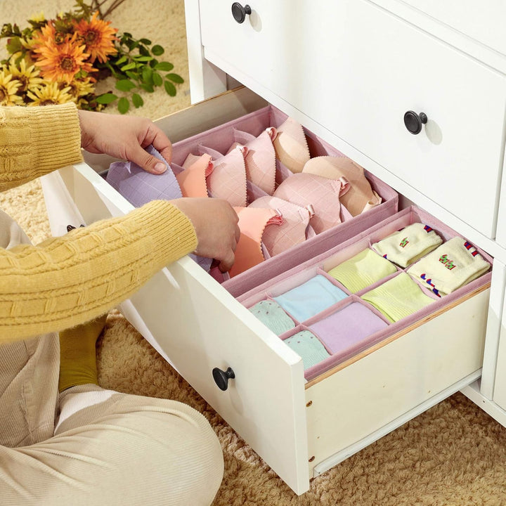 SONGMICS Unterwäsche-Organizer 4er Set, Schubladen-Organizer, faltbar, Ordnungssystem Kleiderschrank
