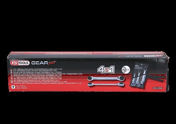 KS Tools 503.4540 4 in 1 GEARplus umschaltbar Doppel-Ratschenringschlüssel-Satz, 3-tlg