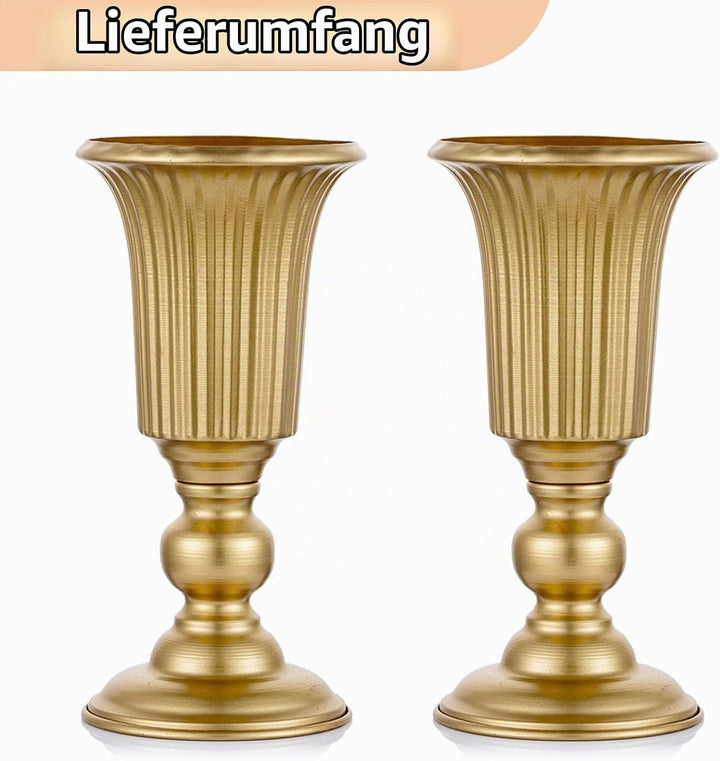 NUPTIO 2 Stück Geblühte Metall Trompetenvase Elegante Vase mit Mittelstücken für Hochzeitsfeiern, 23