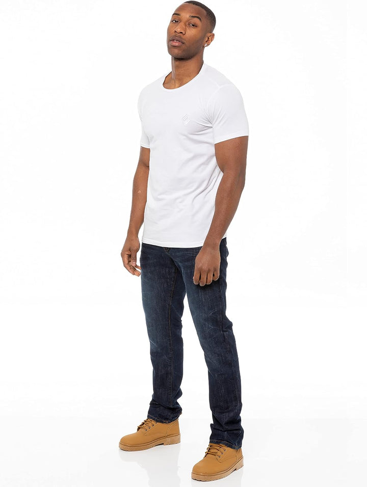 Enzo Designer-Herren-Jeans mit geradem Bein, normale Passform, Denim-freier Gürtel, King-Size-Grösse