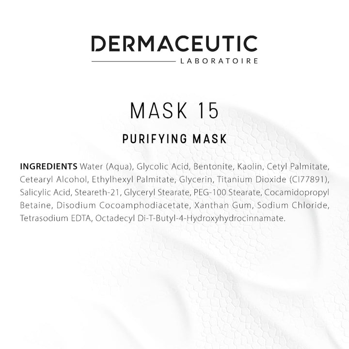 Dermaceutic Mask 15 - Talgregulierende Gesichtsmaske - Glykolsäure, Salicylsäure und Bentonit-Tonerd