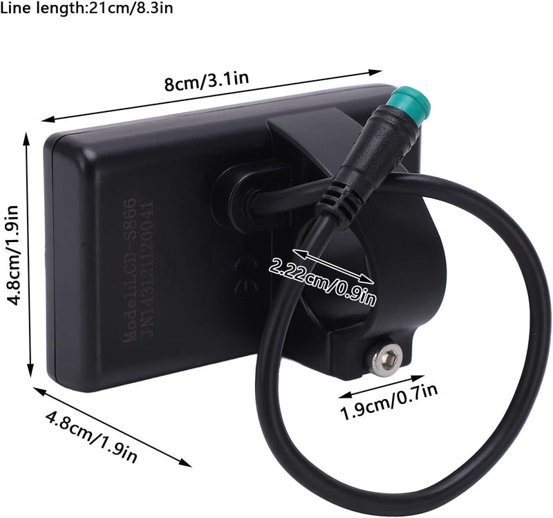 VGEBY Fahrradanzeige Meter 24V 36V 48V LCD Display Elektrofahrrad S866 Bedienfeld mit Wasserdichtem