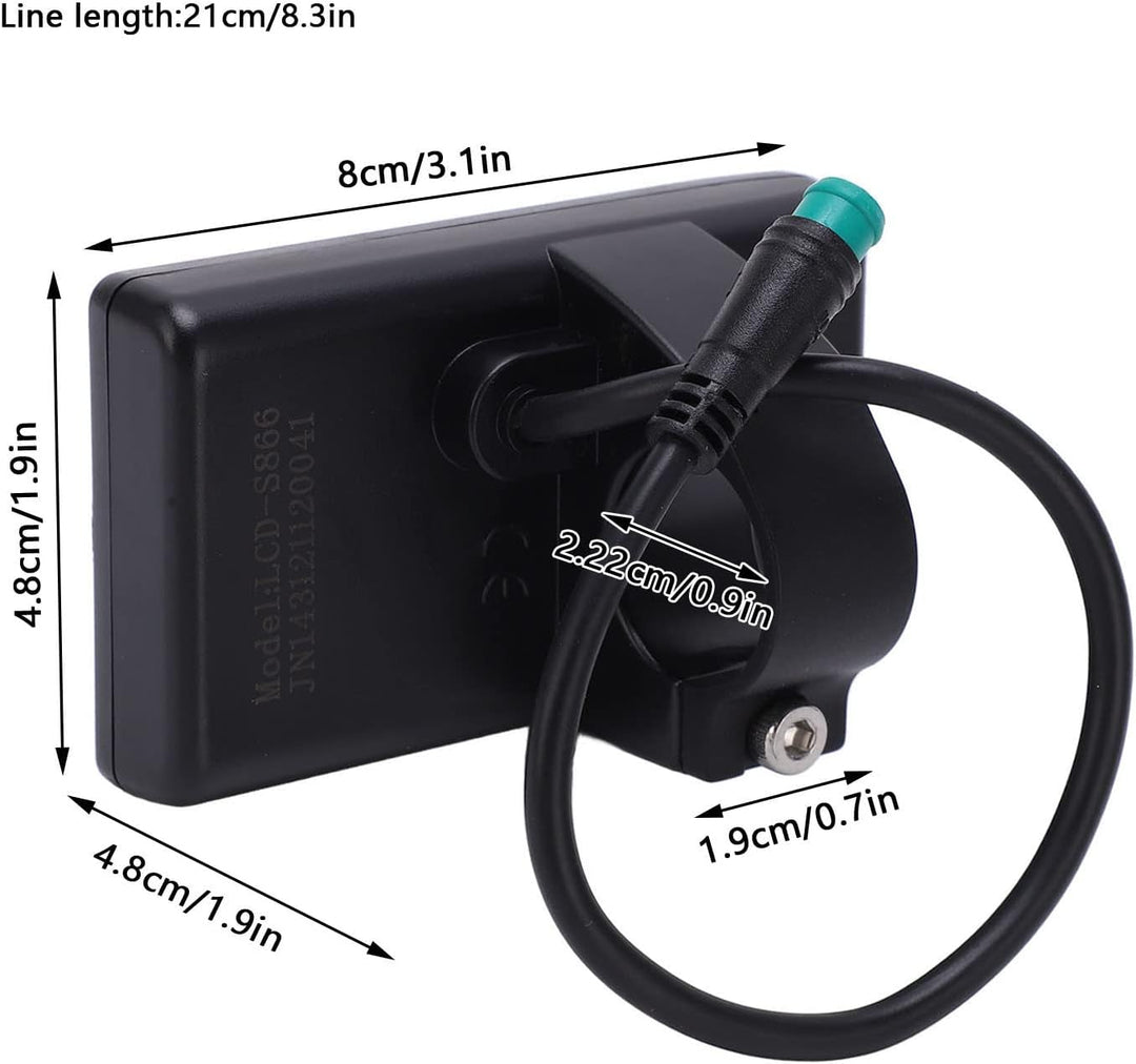 ASHATA Wasserdichter Bürstenloser LCD-Anzeigetafel-Controller, Elektrisches Fahrrad S866 LCD-Display