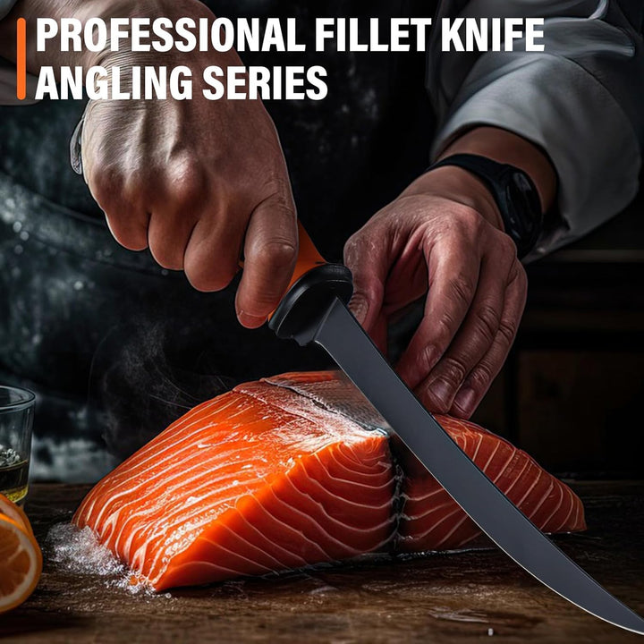 Golden Bird Filetiermesser Fisch 24cm Full Tang Ausbeinmesser profi mit Scheide Fischmesser 5Cr15mov