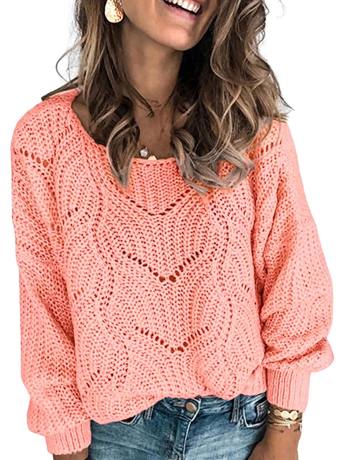 Dokotoo Damen Strickpullover Elegant Rundhals Pullover Herbst Winter Einfarbiger Pulli Oberteil Swea