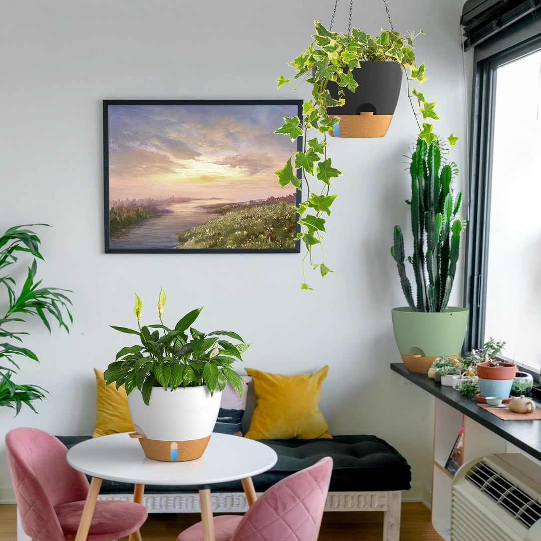 ZMTECH 30 cm Blumentopf Hängend mit Bewässerungslippe 12 Zoll selbstbewässernder Pflanzentopf mit Ab