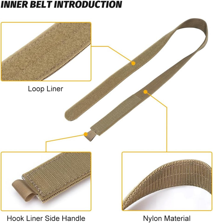 IDOGEAR Taktischer Gürtel 2 Zoll Quick Release Rigger Combat Belt mit 1,5 Zoll Innengürtel Haken und