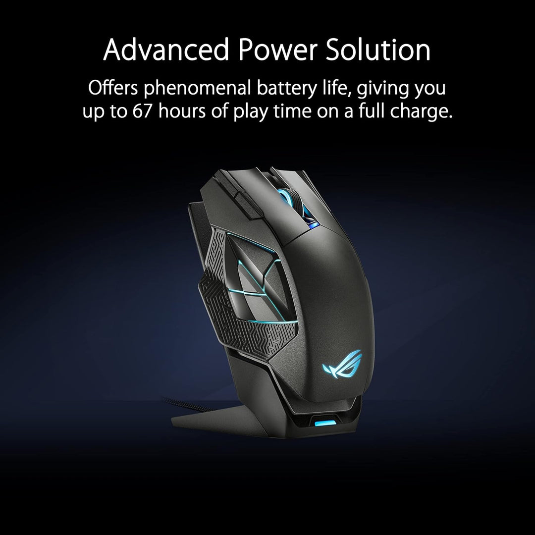 ASUS ROG Spatha X Gaming Maus (kabellos, kabelgebunden, magnetische Ladestation, 12 programmierbare