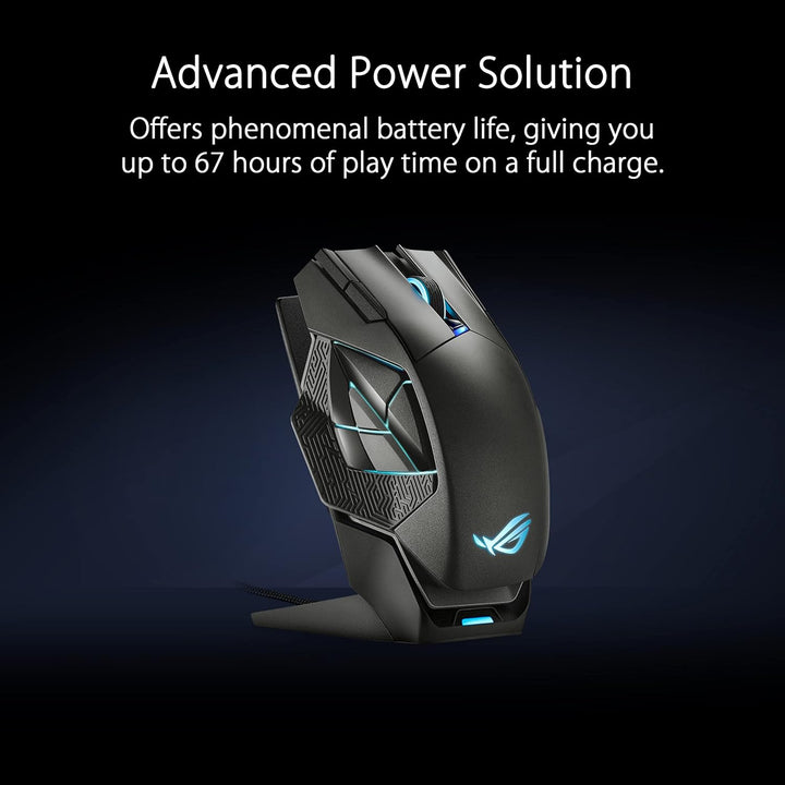 ASUS ROG Spatha X Gaming Maus (kabellos, kabelgebunden, magnetische Ladestation, 12 programmierbare