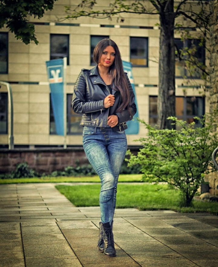 Hollert Damen Lederjacke GRAZA Lammnappa Echtlederjacke Bikerjacke Übergangsjacke versch, Farben Sch