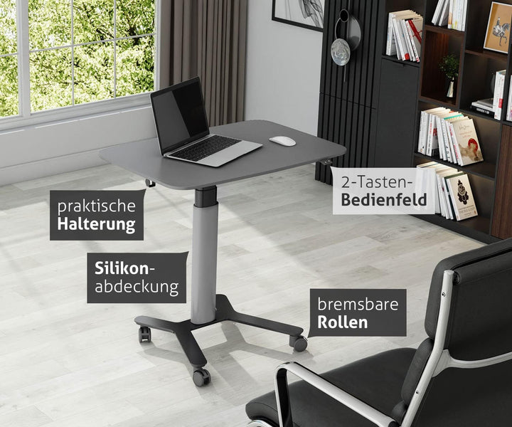 ESMART EAX-131 BG 90 x 60 cm Hellgrau Ergonomischer Steh-Sitz-Pult-Schreibtisch Stufenlos elektrisch