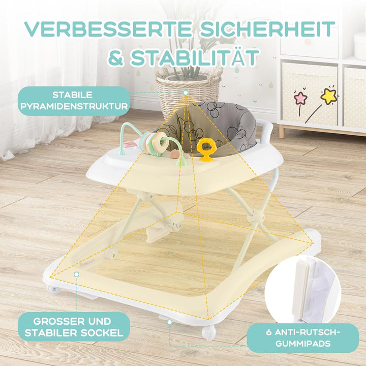 GOPLUS Baby Walker, 2 in 1 Lauflernhilfe & Schiebewagen mit Rädern, Überrollschutz, Verstellbaren Hö