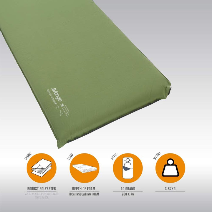 Vango Odyssey Selbstaufblasende Schlafmatte, Epsom Green, 10cm