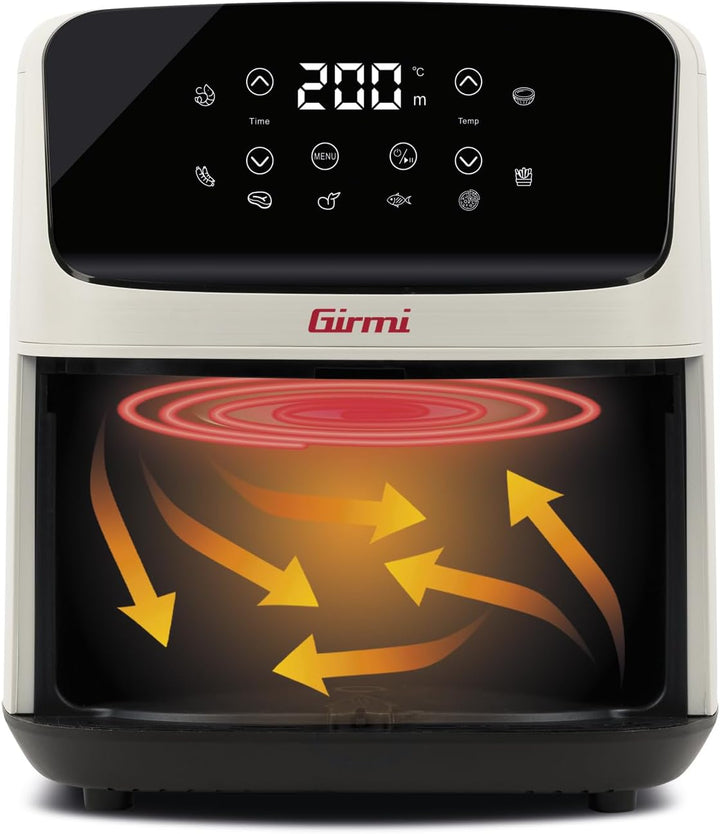 Girmi FG27 "Ecofrit Lite" Heissluftfritteuse, 4,2 Liter, 1400 W, Digitalanzeige, 8 Programme, Timer,