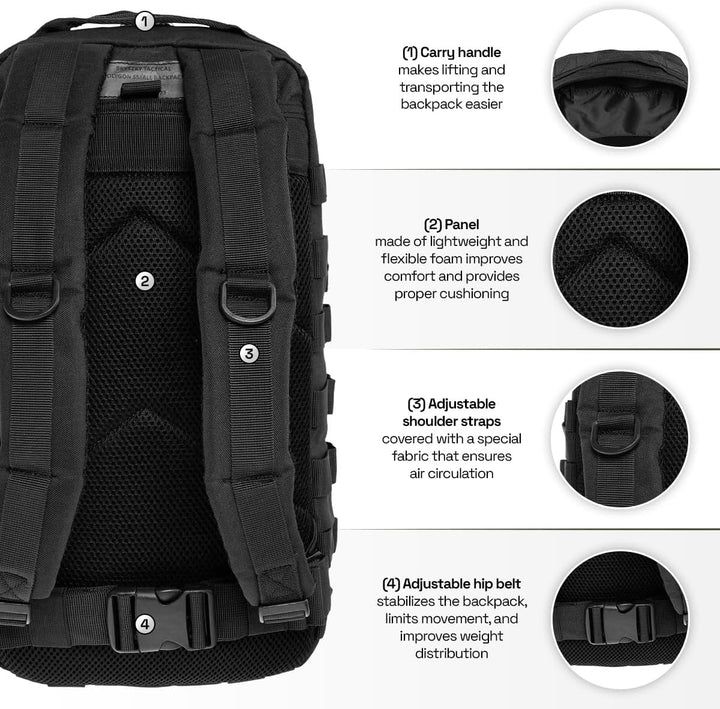 Tactical Polygon Small 20L Taktischer Rucksack – Schwarz | Militär & Outdoor Rucksack Herren | Mit M