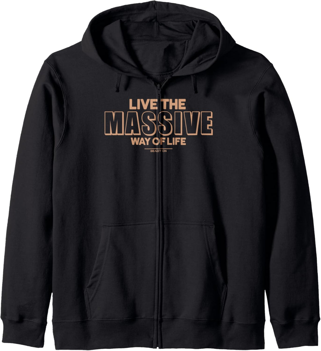 Live the Massive Way Beige Lustige Fitness Gym Sprüche Kapuzenjacke