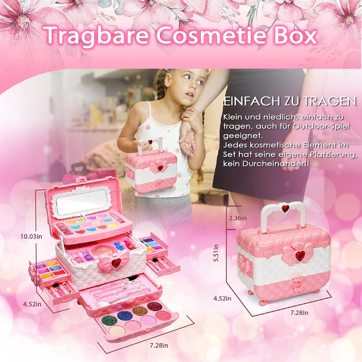 Kinderschminke Set Mädchen Schminkkoffer Mädchen- Sicheres und Waschbares Schminke Kinder Mädchen, E