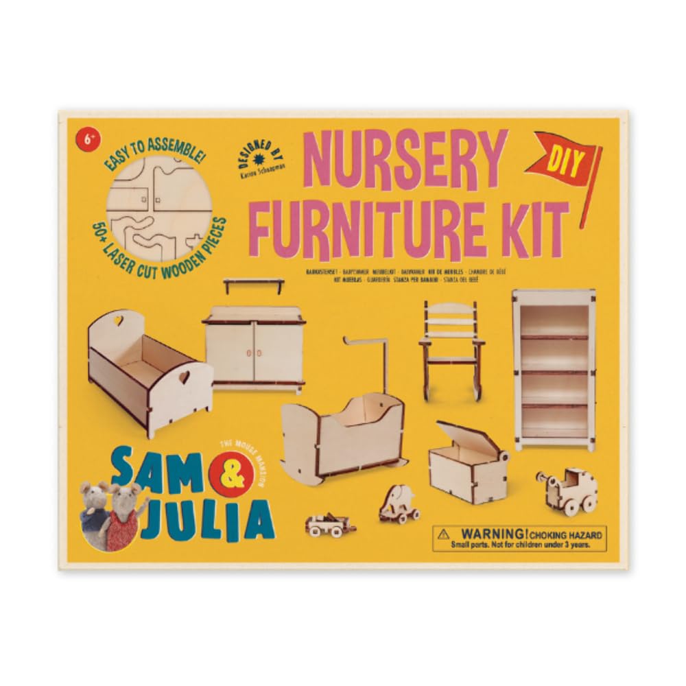 Sam & Julia - Bausatz Babyzimmer – Puppen-Möbel 1/12 für Puppenhaus oder Puppenstube zum selber bast