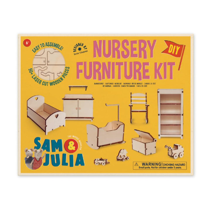 Sam & Julia - Bausatz Babyzimmer – Puppen-Möbel 1/12 für Puppenhaus oder Puppenstube zum selber bast