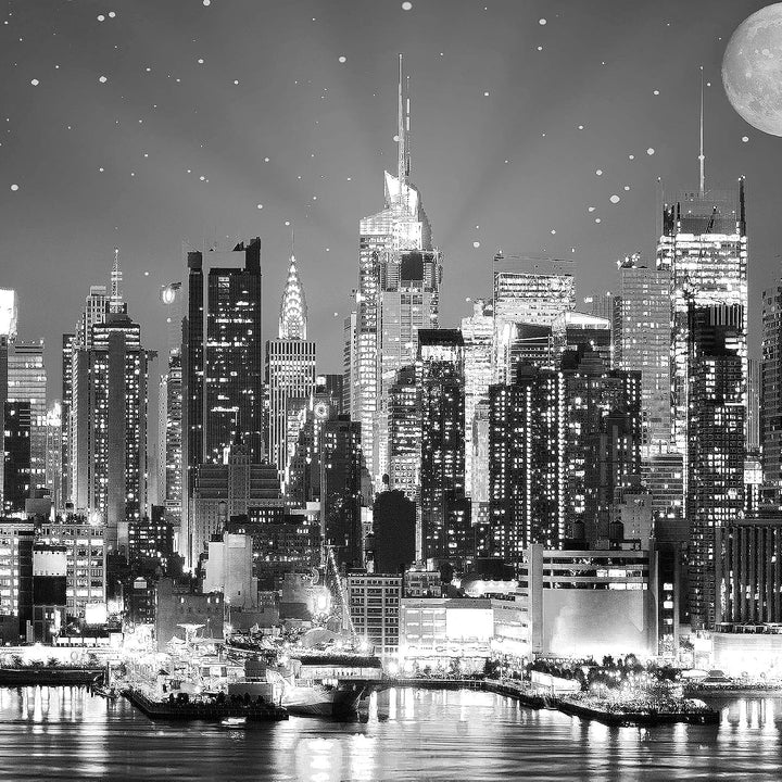 Runa Art Wandbilder New York City 5 Teilig Bild auf Vlies Leinwand Deko Wohnzimmer Büro Skyline Schw