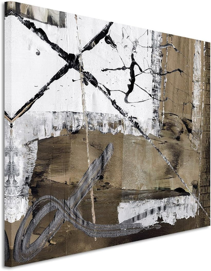 Paul Sinus Art 80x60cm Fotoleinwand Leinwanddruck Kunstdruck Wandbild weiss schwarz braun gemalt