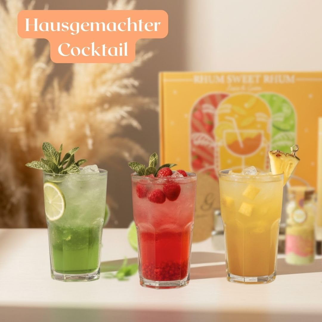 L&G – Rum Sweet Rum Geschenkset | Rum Selber Machen Set mit 3 Gewürzflaschen, Edelstahl-Eiswürfeln &