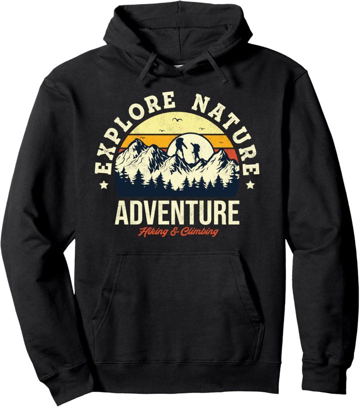 Vintage Style Explore Nature Adventure Hiking & Climbing Pullover Hoodie