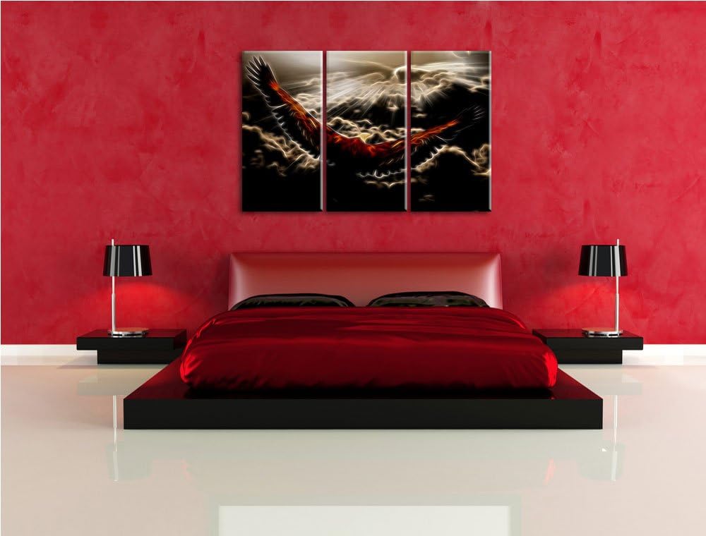 Dark Adler über den Wolken Spezial 3-Teiler Leinwandbild 120x80 Bild auf Leinwand, XXL riesige Bilde