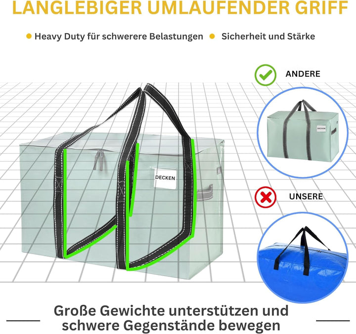 VENO 102 Liter Grosse Aufbewahrungstasche, Aufbewahrungsbox mit Deckel, Starke Griffe Umzugstaschen