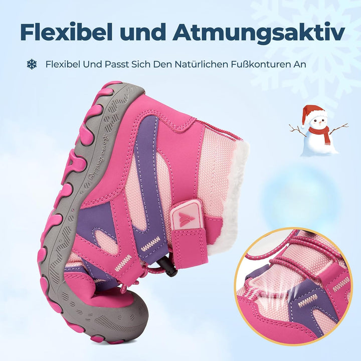 Mishansha Kinder Outdoor Winterschuhe Warm Gefüttert Winterstiefel, Gr.24-38 33 EU Fuchsia Pink, 33