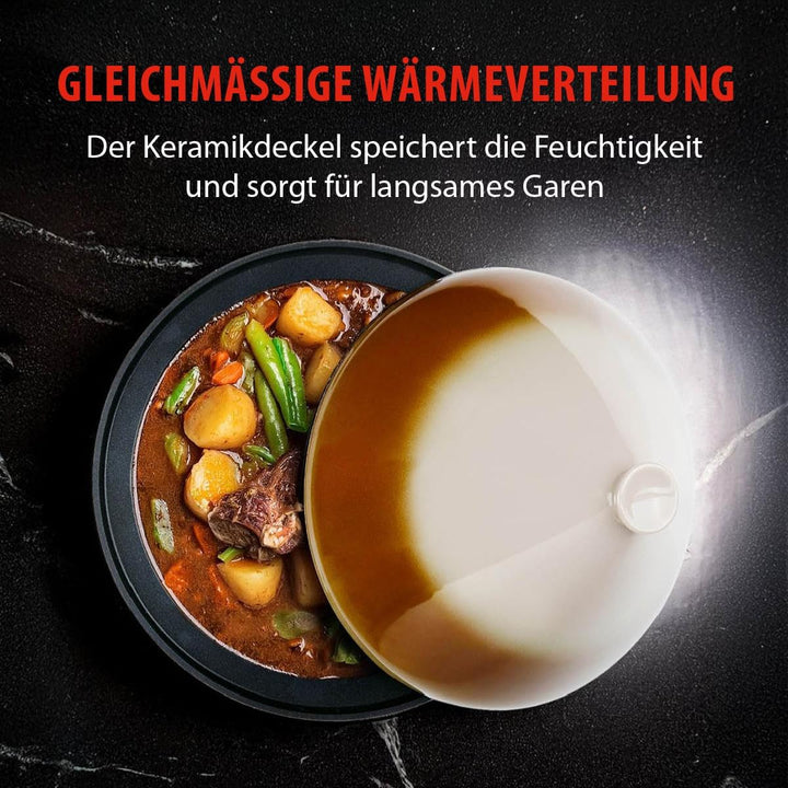 alpina Tajine Topf 2,5L - Geeignet für Induktion - Kochtopf mit Keramikdeckel Ø30cm - Robuster Dampf