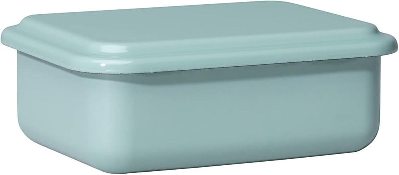 Riess, 0411-126, Vorratsbehälter mit Deckel, 15x11x5cm, Emaille, Design SERVE + STORE, SALBEIGRÜN, G
