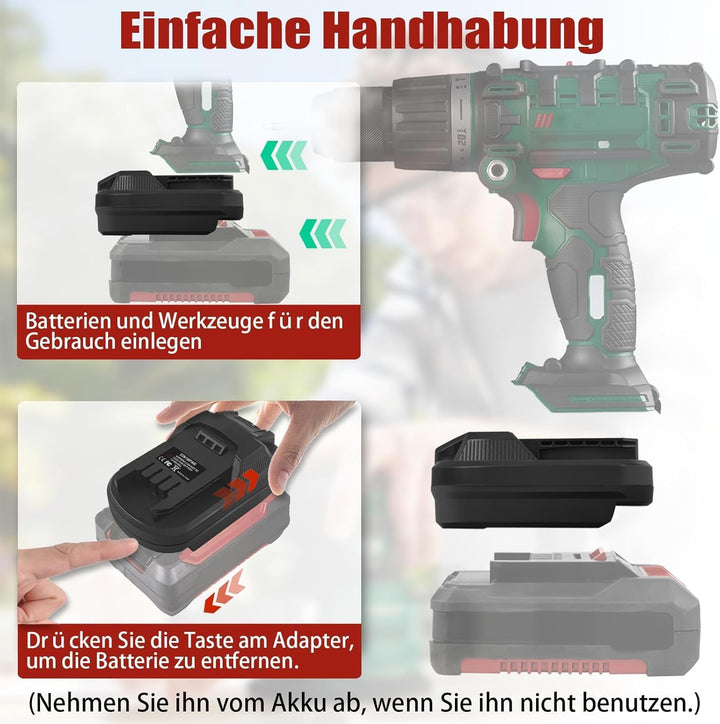 EIN18PAR Akku Adapter für Einhell auf Parkside, Konverter für Einhell PXC 18V Akku auf für Parkside
