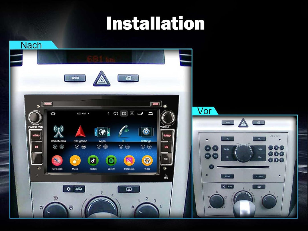 Erisin 8-Kern 4GB+64GB Android 12 Autoradio Bluetooth GPS Navi für Opel Antara Astra H Corsa C/D Mer