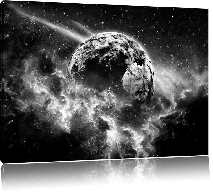 Monocrome, Planet Erde, Format: 100x70 auf Leinwand, XXL riesige Bilder fertig gerahmt mit Keilrahme
