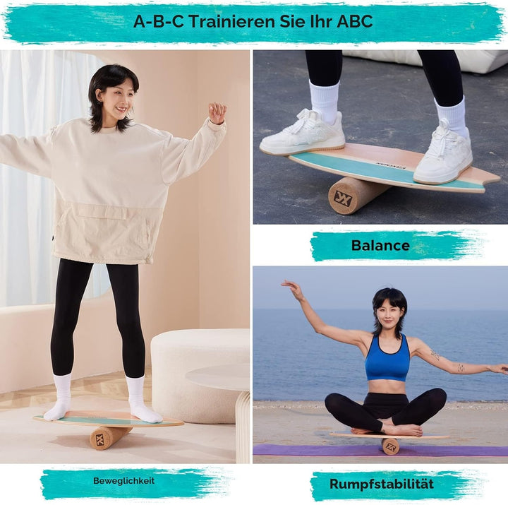 XCMAN Surf Balance Board Trainer Mit Rolle - Stabilitätstrainer Für Erwachsene Und Kinder, Zum Surfe