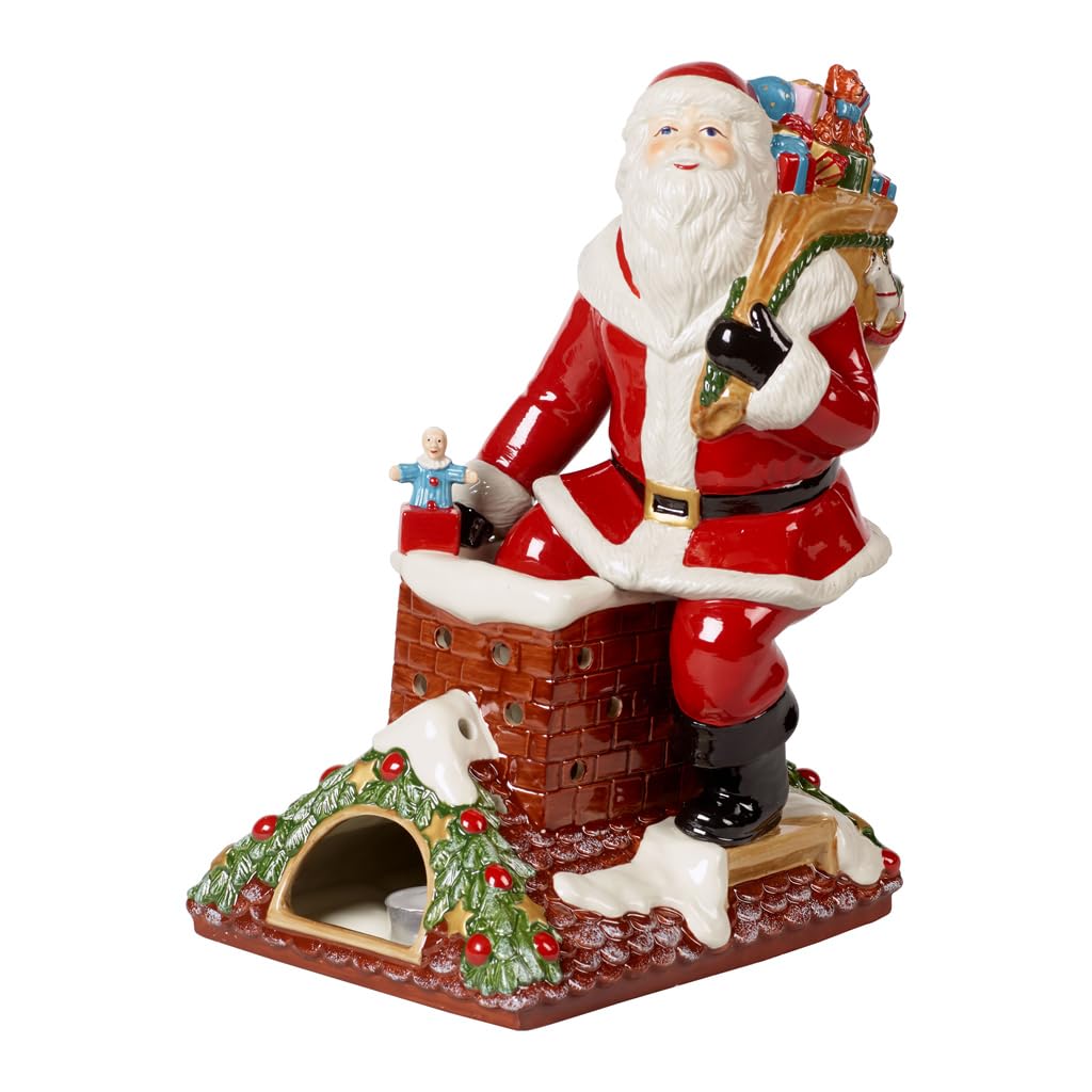 Villeroy und Boch Christmas Toys Memory Santa auf Dach, dekorative Weihnachtsmann-Figur aus Hartporz