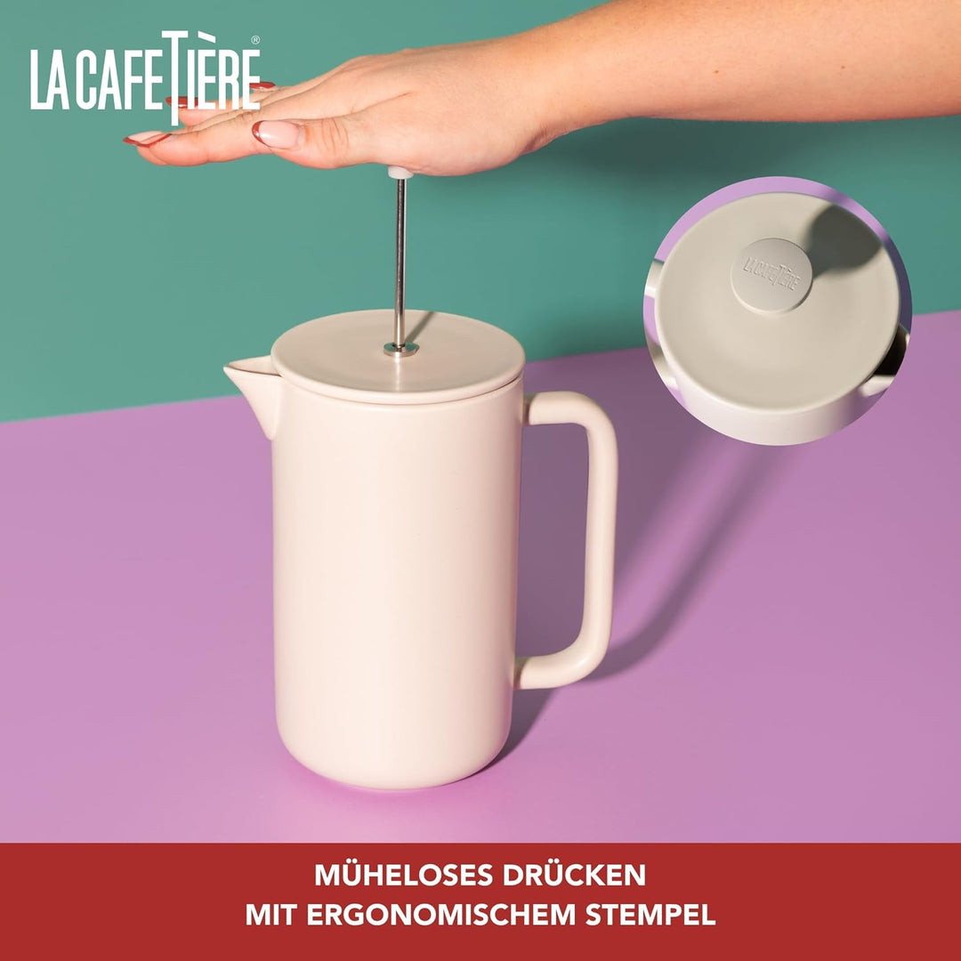 La Cafetière Arezzo Kaffeebereiter aus Steingut, cremefarben/latte, 1 l, in Geschenkbox