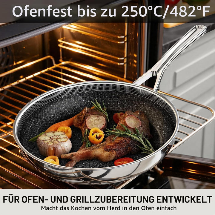 Innerwell 28 cm Edelstahl-Keramik-Bratpfanne, antihaftbeschichtet, frei von PFAS/PFOA/PTFE, geeignet