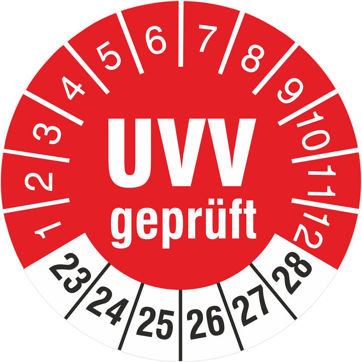 2500 Stück UVV geprüft 30 mm Prüfetiketten Prüfplaketten Rollenware türkis 2023-28 2500 30mm Durchme
