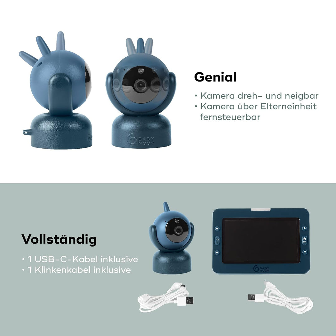 Babymoov Babyphone mit Kamera YOO Master+ HD – 5"-Display, 360°-Kamera, Nachtsicht & Zoom, VOX-Modus