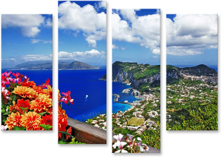 Bild Bilder auf Leinwand malerische Insel Capri Italien Wandbild Poster Leinwandbild RDJ 130x80cm -