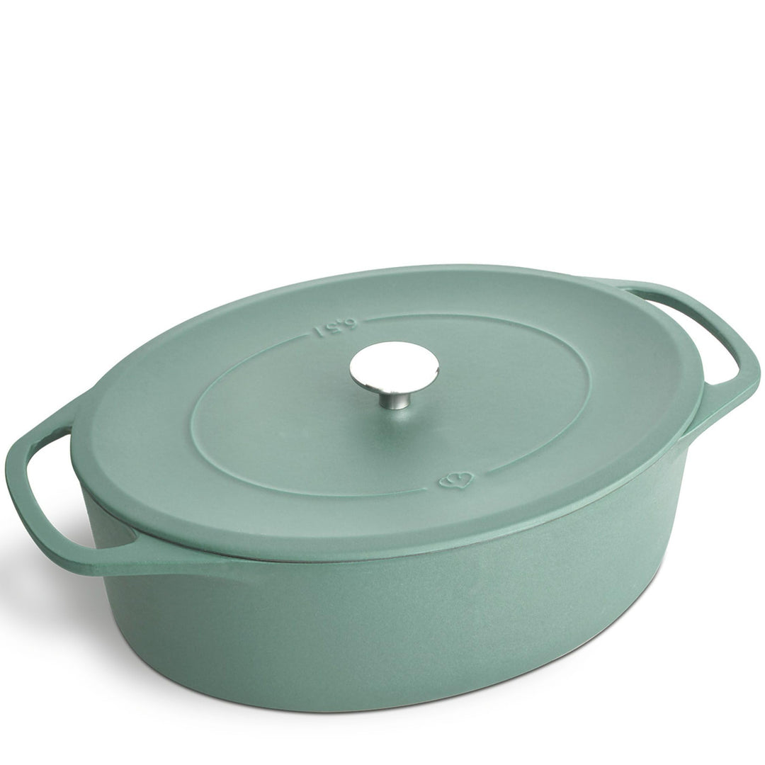 SPRINGLANE Cocotte mit Deckel, Mint, oval, 33 cm, 6,5 L, Gusseisen Bräter, Schmortopf Induktion Brät