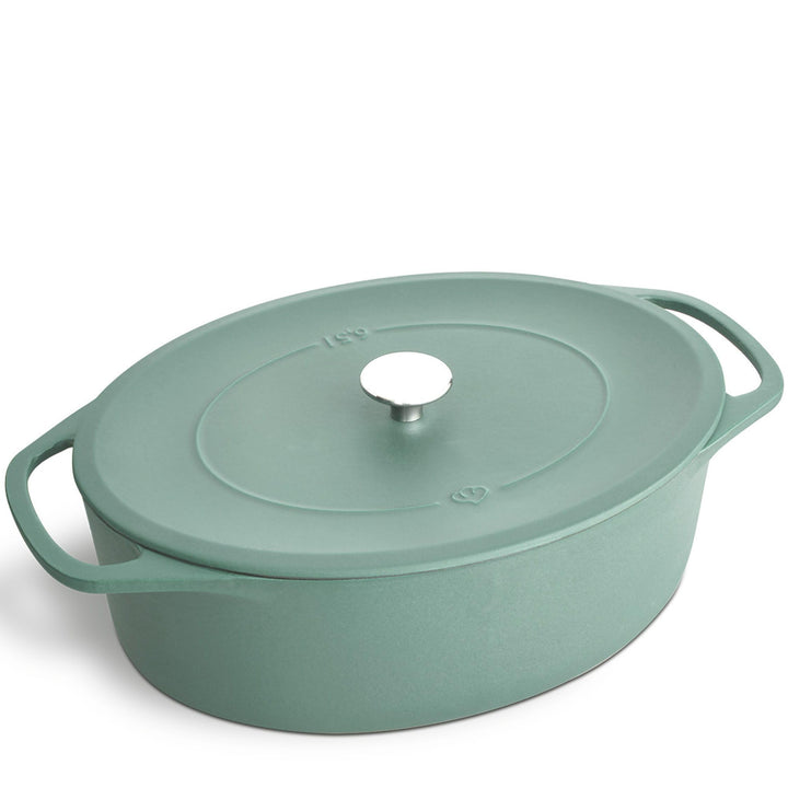 SPRINGLANE Cocotte mit Deckel, Mint, oval, 33 cm, 6,5 L, Gusseisen Bräter, Schmortopf Induktion Brät